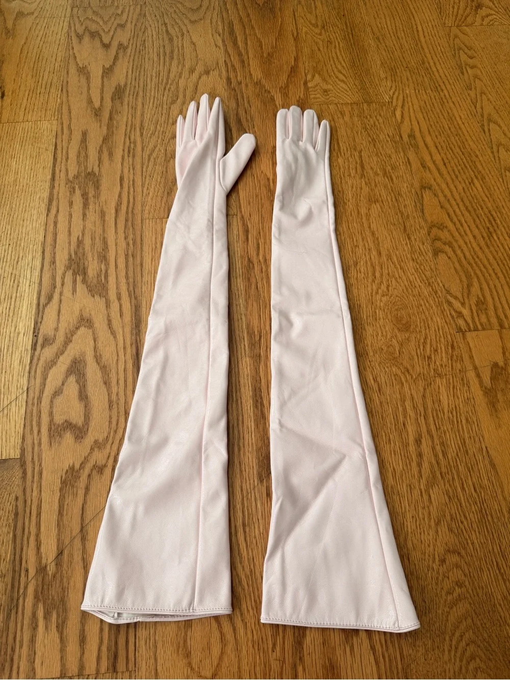 Long Light Pink Satin Opera Gloves - Pair
